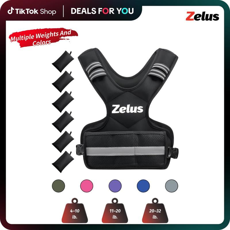 【September Restock】Zelus Weighted Vests for Men and Women | 4-10Lb/11-20Lb/20-32Lb Vest with 6 Ironsand Weights for Home/Outdoorfun Workouts,Gym Outfits,Adjustable Body Weight Vest Exercise Set Training,Gym,Fitness,Comfortable,All Seasons,Gift Idea