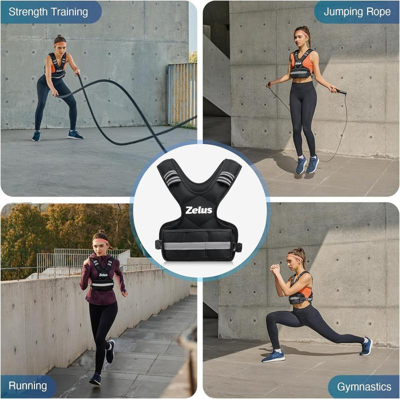 【September Restock】Zelus Weighted Vests for Men and Women | 4-10Lb/11-20Lb/20-32Lb Vest with 6 Ironsand Weights for Home/Outdoorfun Workouts,Gym Outfits,Adjustable Body Weight Vest Exercise Set Training,Gym,Fitness,Comfortable,All Seasons,Gift Idea