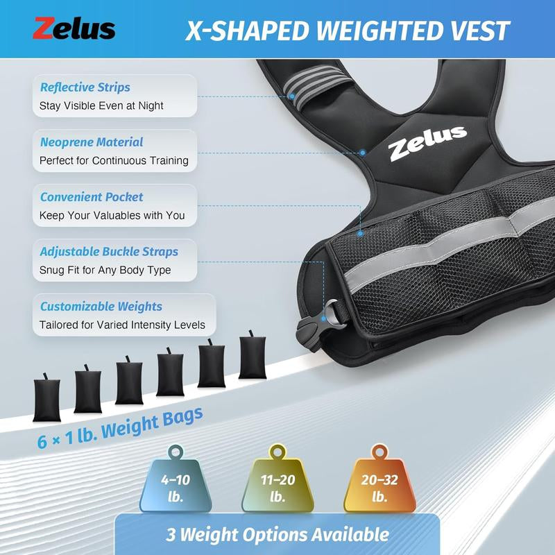【September Restock】Zelus Weighted Vests for Men and Women | 4-10Lb/11-20Lb/20-32Lb Vest with 6 Ironsand Weights for Home/Outdoorfun Workouts,Gym Outfits,Adjustable Body Weight Vest Exercise Set Training,Gym,Fitness,Comfortable,All Seasons,Gift Idea