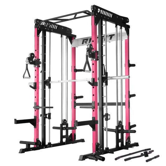 Ritfit Pink M1 Multi-Functional Smith Machine 2.0 with Cable Crossover System & Squat Rack for Home Gym