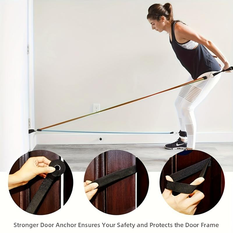 Includes Door Anchor, Handle, Ankle Strap, Portable Bag | Durable and Power-Free, Essential for Home Fitness, Yoga, and Pilates | Security Metal Ring Reinforcement, Beginner Friendly Professional Gym Accessories