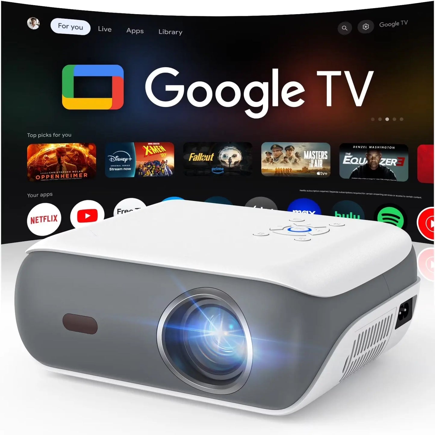 4K Google TV Projector,Google Officially Licensed,Dolby Audio,Electric Focus&Keystone