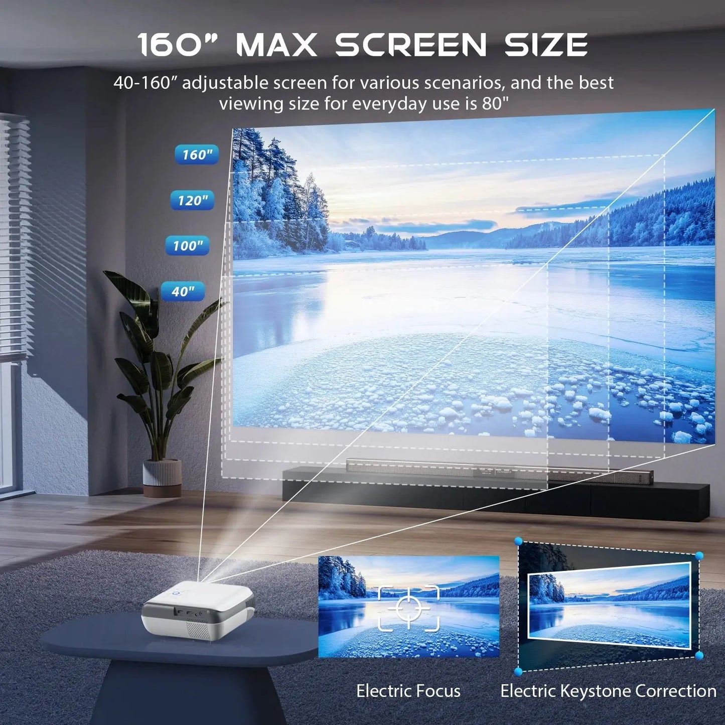 4K Google TV Projector,Google Officially Licensed,Dolby Audio,Electric Focus&Keystone