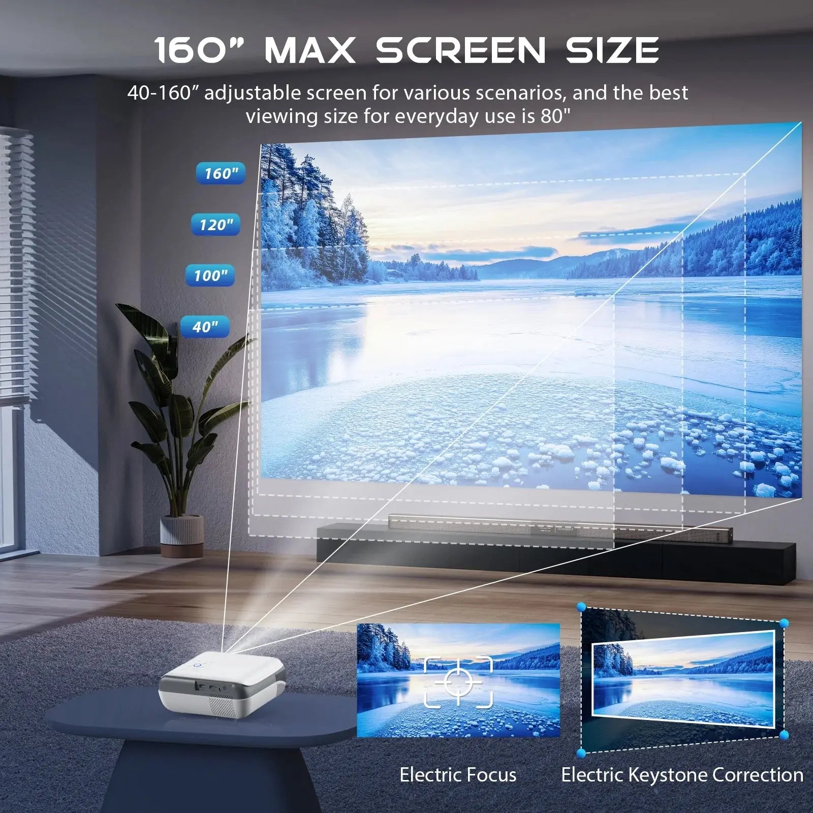 4K Google TV Projector,Google Officially Licensed,Dolby Audio,Electric Focus&Keystone