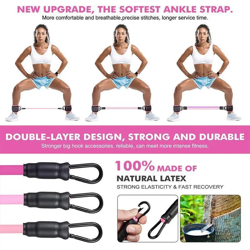 Resistance Bands, 5-Pack Ankle Band Set for Leg and Hip Training – TPE Material Band for Women Men, with Comfortable Grip, Ideal for Home Workouts, Exercise Equipment,Yoga Gym Fitness, Adjustable