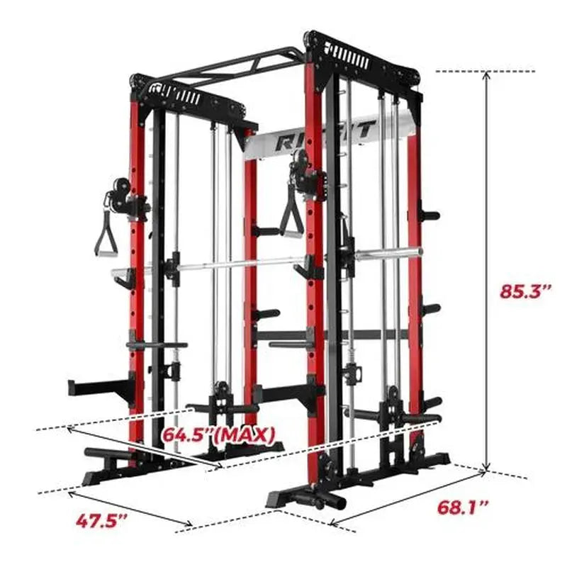Ritfit Pink M1 Multi-Functional Smith Machine 2.0 with Cable Crossover System & Squat Rack for Home Gym