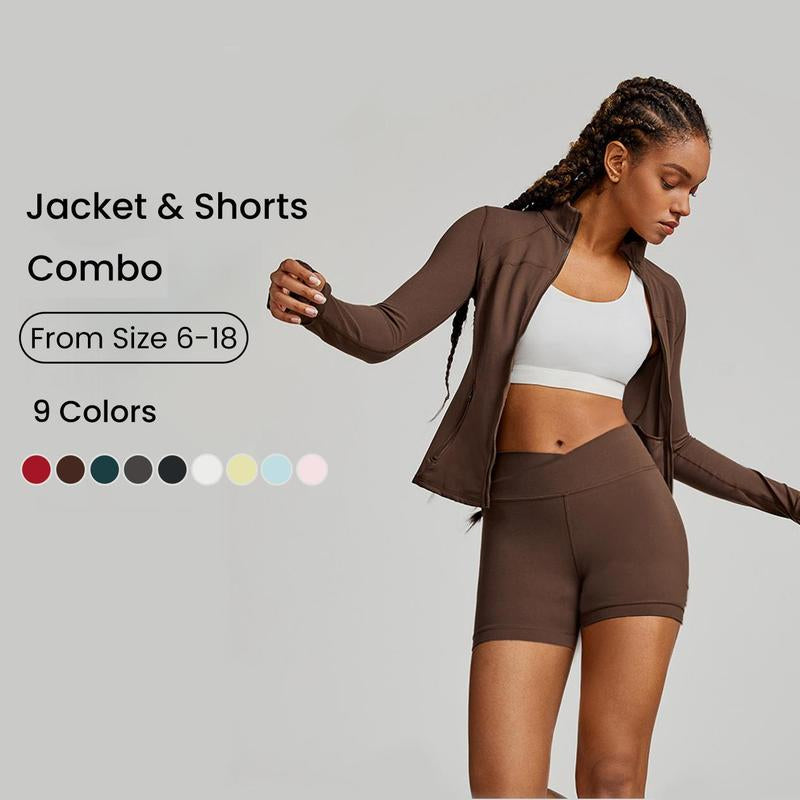 GLOWMODE 2PCS Slim-It BBL Jacket & 4"3 Crossover Bike Shorts Bundle Set