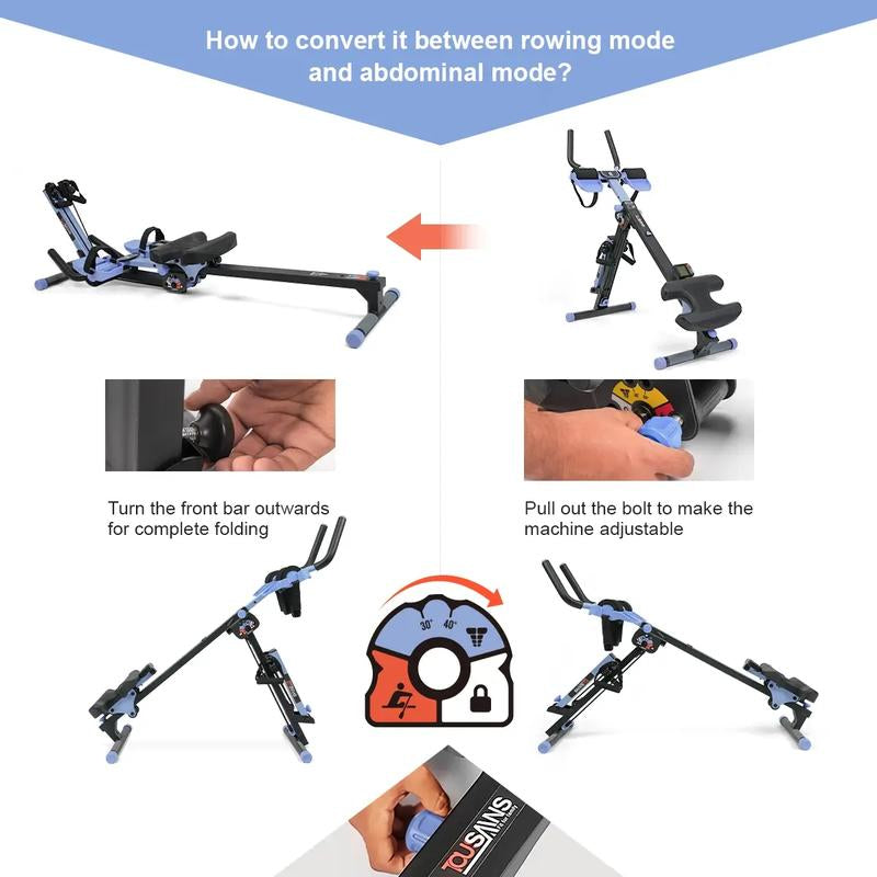 TOUSAINS Adjustable Ab Trainer Machine with LCD Monitor, Foldable Ab Exercise Machine for Abs, Arm, Leg, Buttocks Shaper, Core & Ab Trainer at Home Gym Crunch Fitness Equipment Fallfreshness
