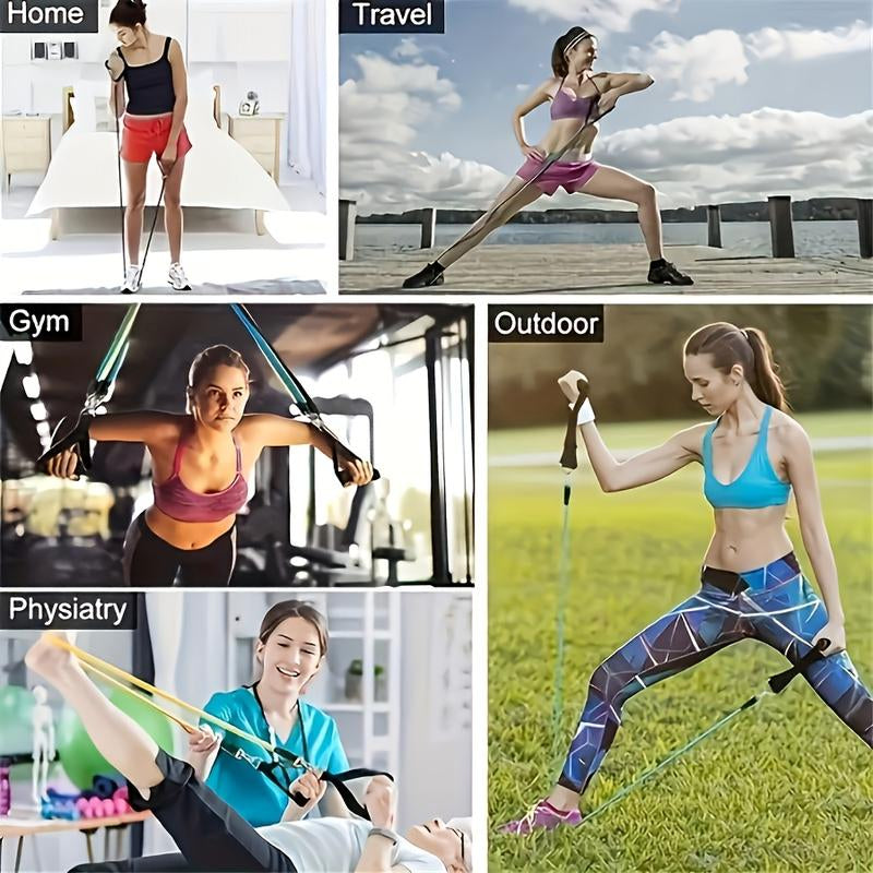 Includes Door Anchor, Handle, Ankle Strap, Portable Bag | Durable and Power-Free, Essential for Home Fitness, Yoga, and Pilates | Security Metal Ring Reinforcement, Beginner Friendly Professional Gym Accessories